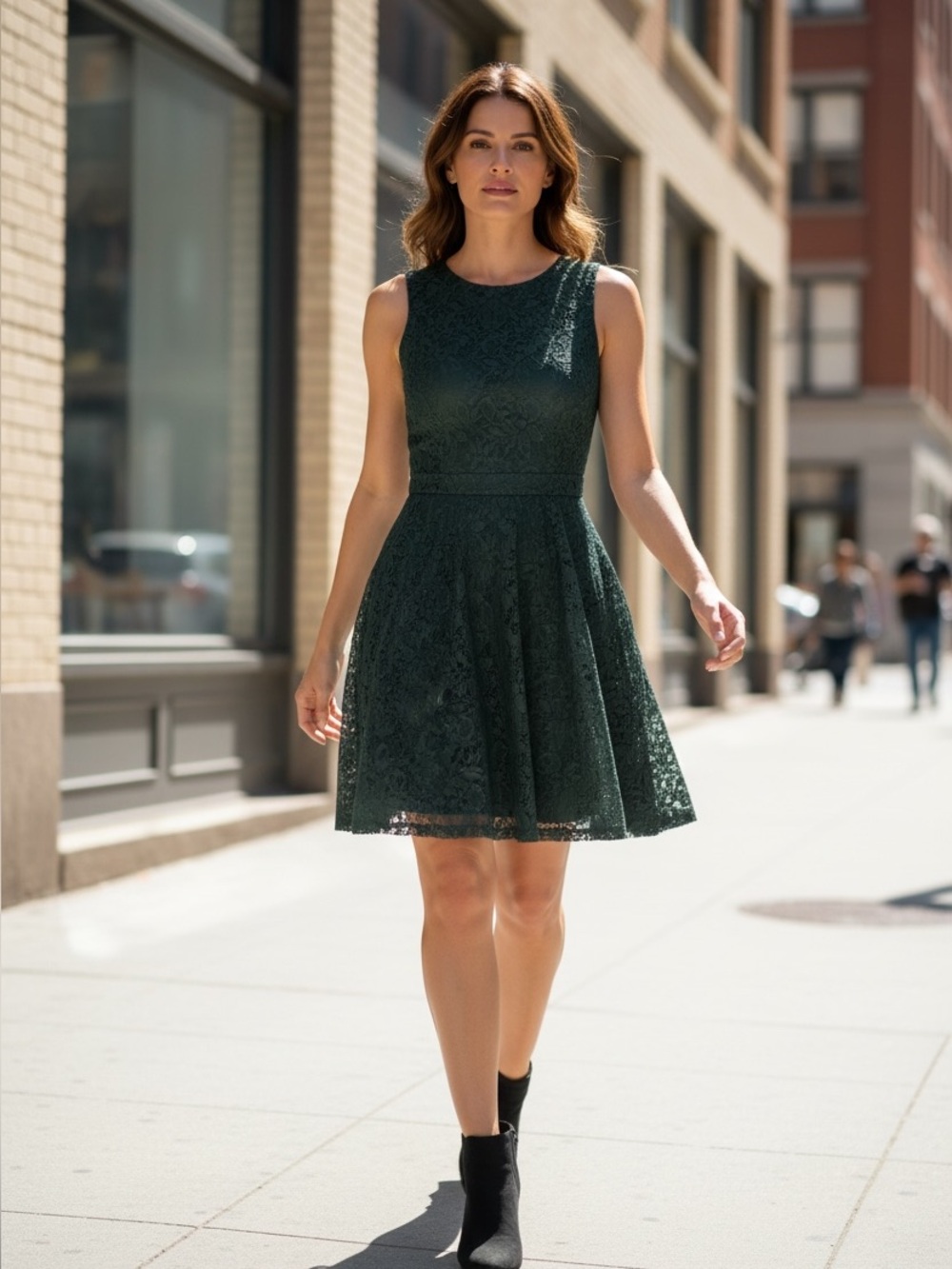 Forever 21 Dark Green Lace Criss Cross Open Back dress